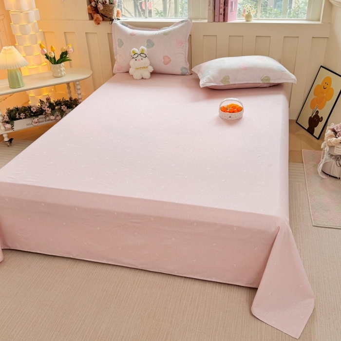 91家纺网 家纺一手货源 找家纺 简冠家纺 2026新款12868印花全棉单被套 初心-粉