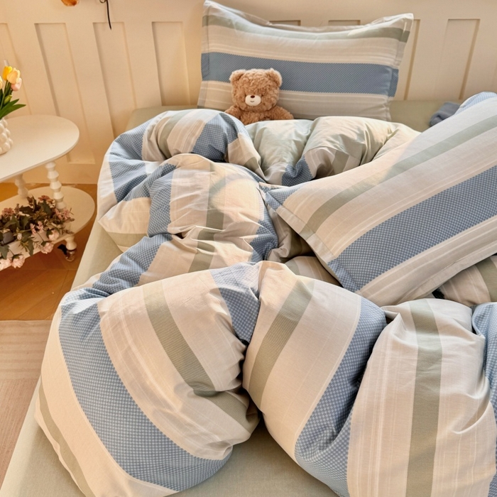 91家纺网 家纺一手货源 找家纺 简冠家纺 2026新款12868印花全棉单被套 生活日记-蓝