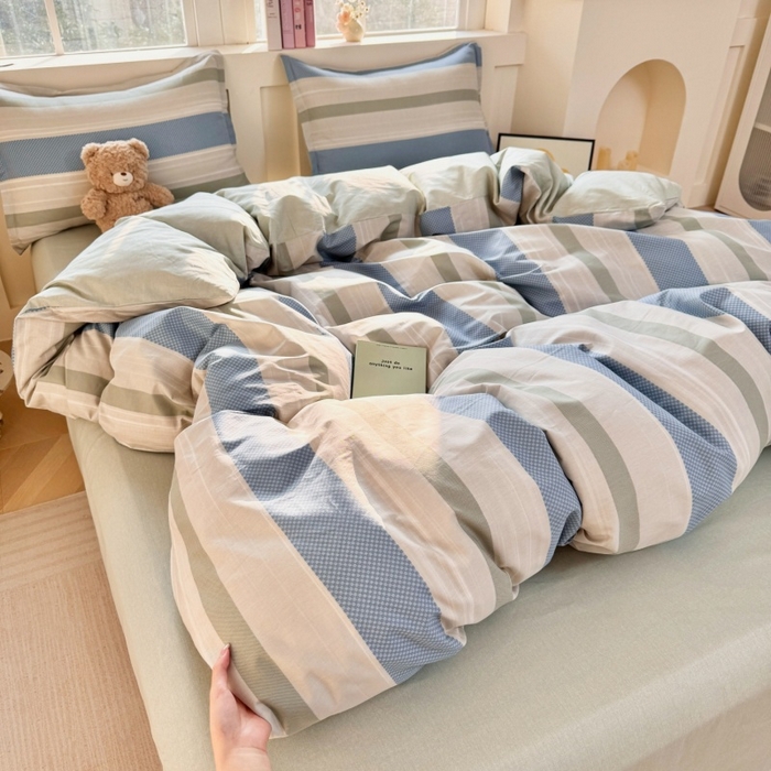 91家纺网 家纺一手货源 找家纺 简冠家纺 2026新款12868印花全棉单被套 生活日记-蓝