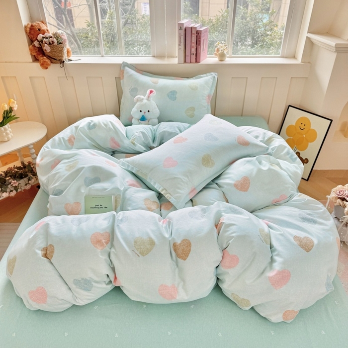 91家纺网 家纺一手货源 找家纺 简冠家纺 2026新款12868印花全棉单被套 初心-绿