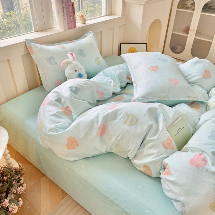 91家纺网 家纺一手货源 找家纺 简冠家纺 2026新款12868印花全棉单被套 初心-绿