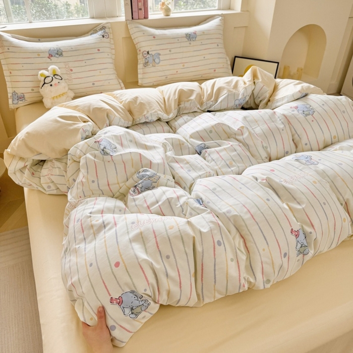 91家纺网 家纺一手货源 找家纺 简冠家纺 2026新款12868印花全棉单被套 小飞象