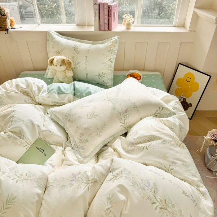 91家纺网 家纺一手货源 找家纺 简冠家纺 2026新款12868印花全棉单被套 田园诗篇-米