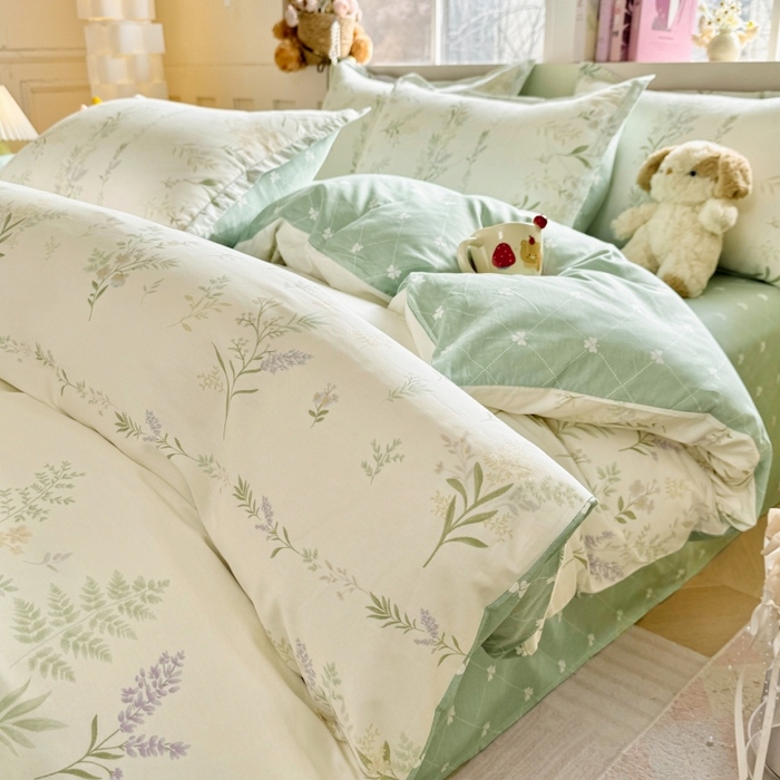 91家纺网 家纺一手货源 找家纺 简冠家纺 2026新款12868印花全棉单被套 田园诗篇-米