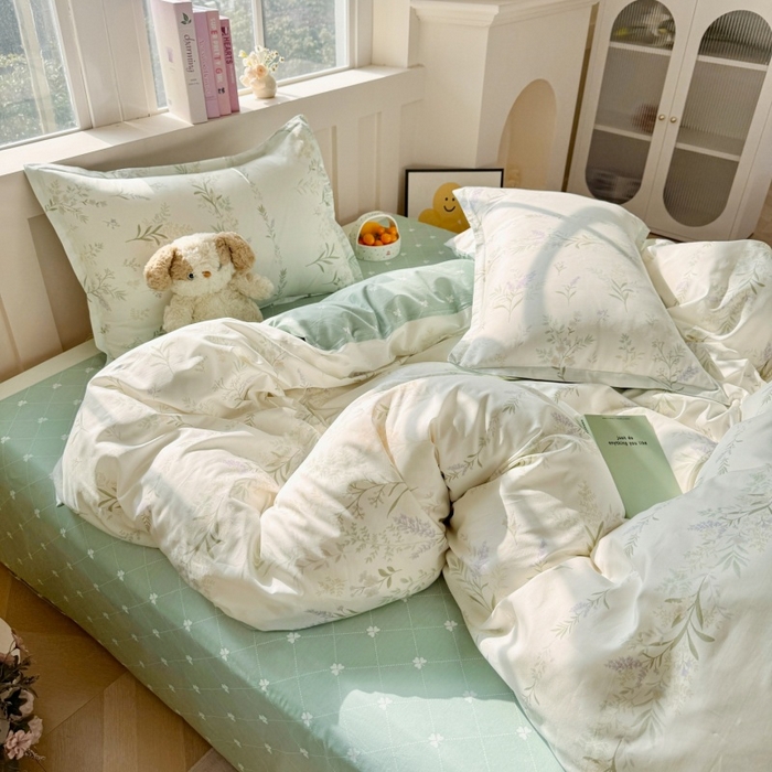 91家纺网 家纺一手货源 找家纺 简冠家纺 2026新款12868印花全棉单被套 田园诗篇-米