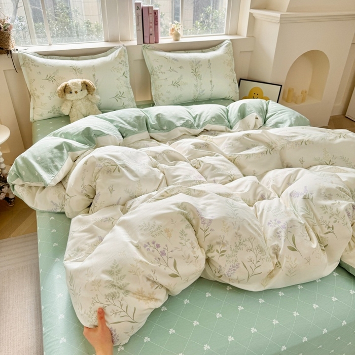 91家纺网 家纺一手货源 找家纺 简冠家纺 2026新款12868印花全棉单被套 田园诗篇-米