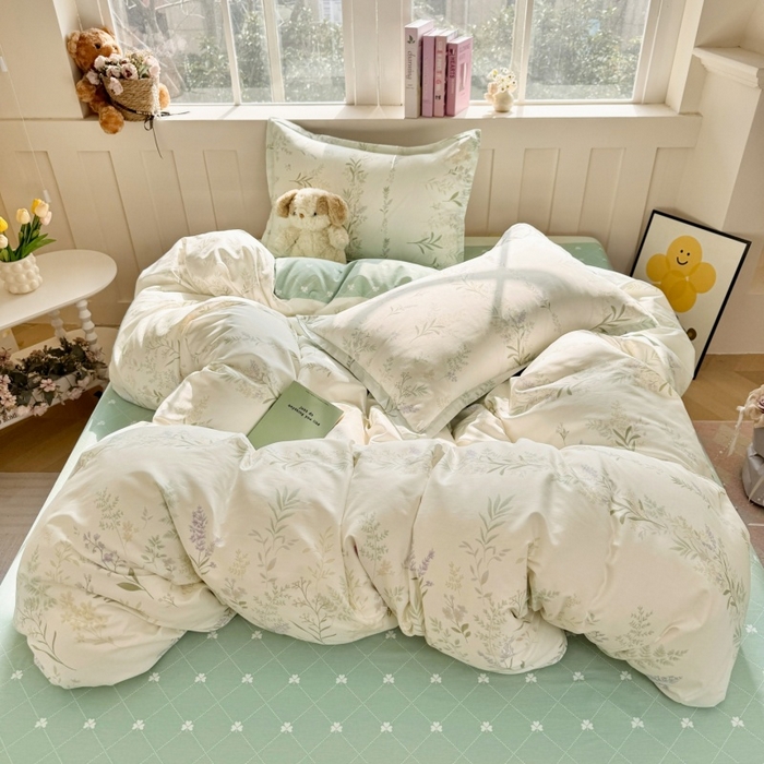 91家纺网 家纺一手货源 找家纺 简冠家纺 2026新款12868印花全棉单被套 田园诗篇-米