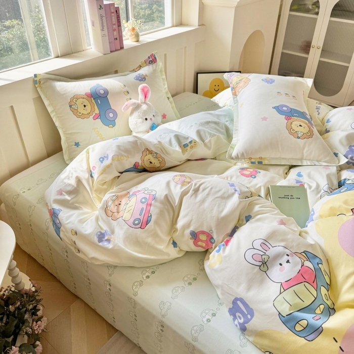 91家纺网 家纺一手货源 找家纺 简冠家纺 2026新款12868印花全棉单被套 快乐动物城