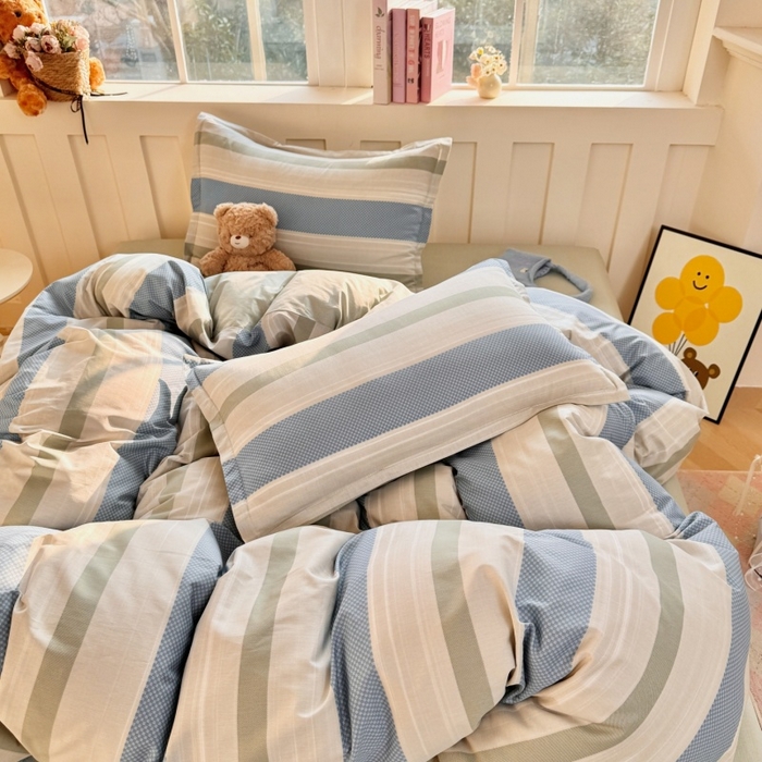 91家纺网 家纺一手货源 找家纺 简冠家纺 2026新款12868印花全棉单被套 生活日记-蓝