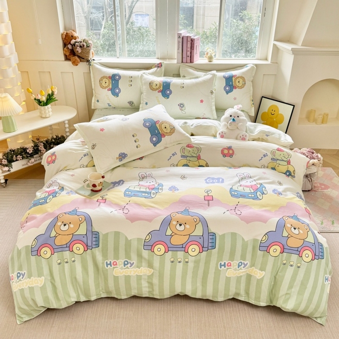 简冠家纺 2026新款12868印花全棉单被套 快乐动物城