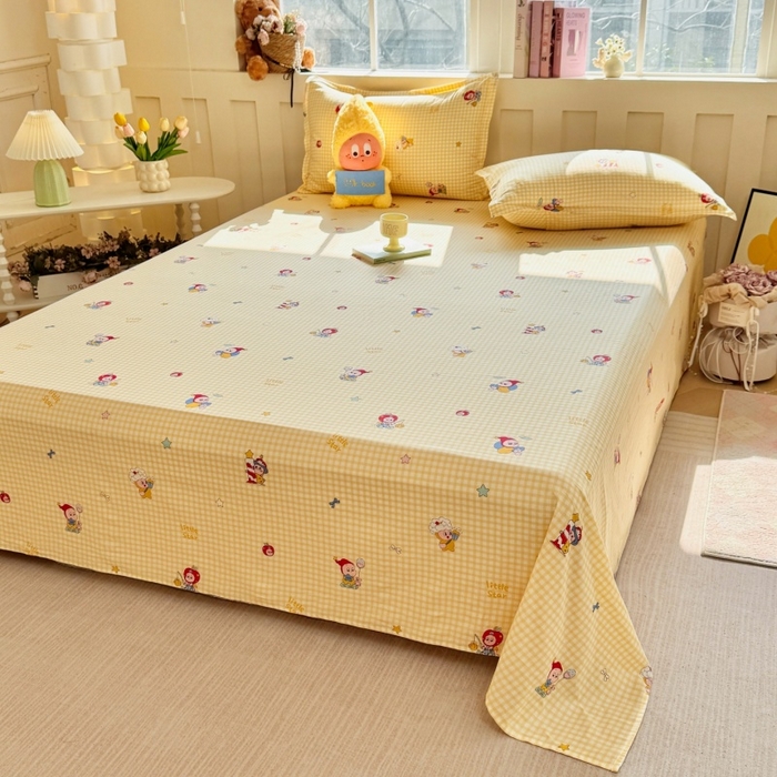 91家纺网 家纺一手货源 找家纺 简冠家纺 2026新款12868印花全棉单被套 精灵王国-黄