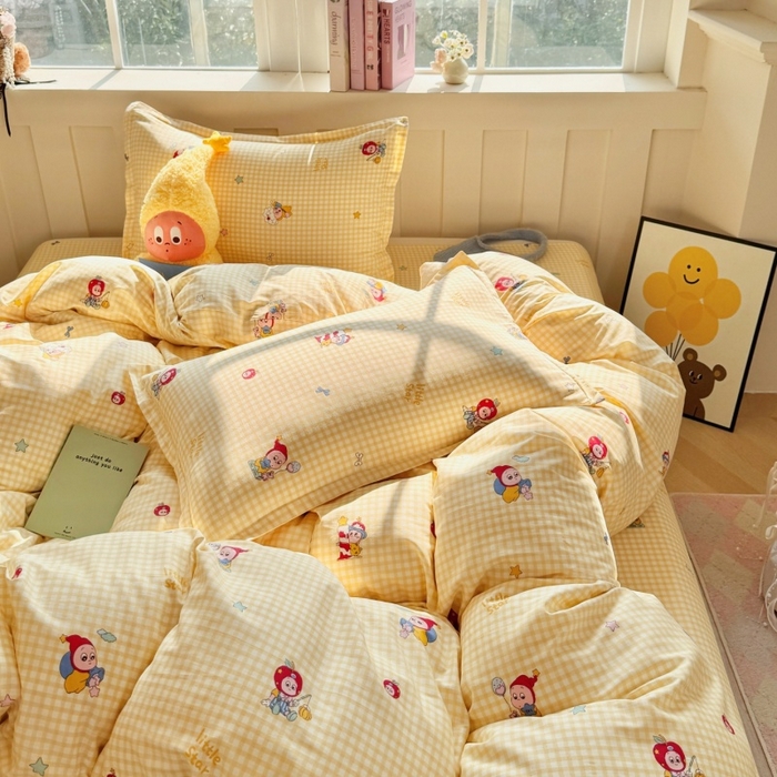 91家纺网 家纺一手货源 找家纺 简冠家纺 2026新款12868印花全棉单被套 精灵王国-黄