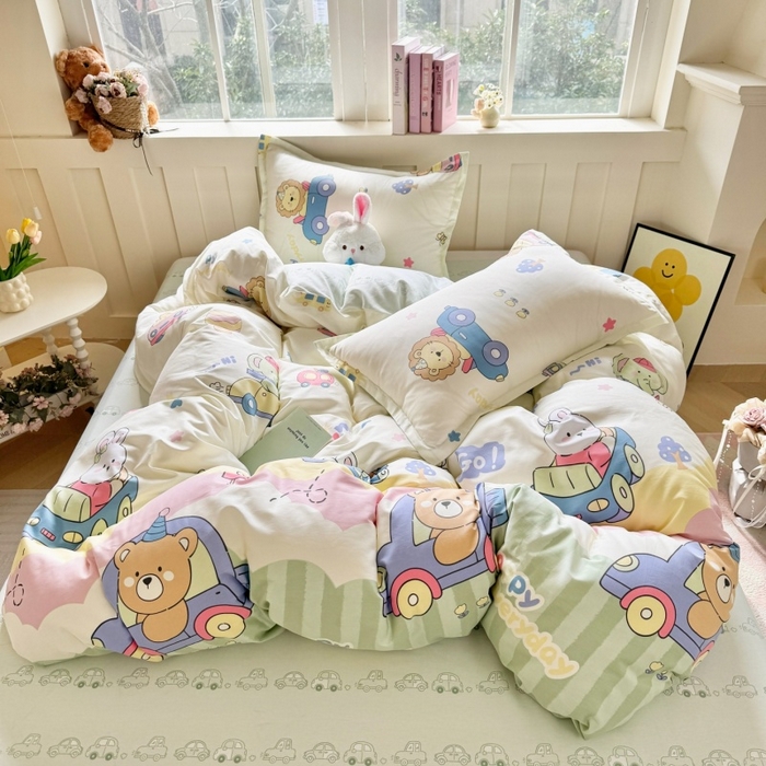 91家纺网 家纺一手货源 找家纺 简冠家纺 2026新款12868印花全棉单被套 快乐动物城