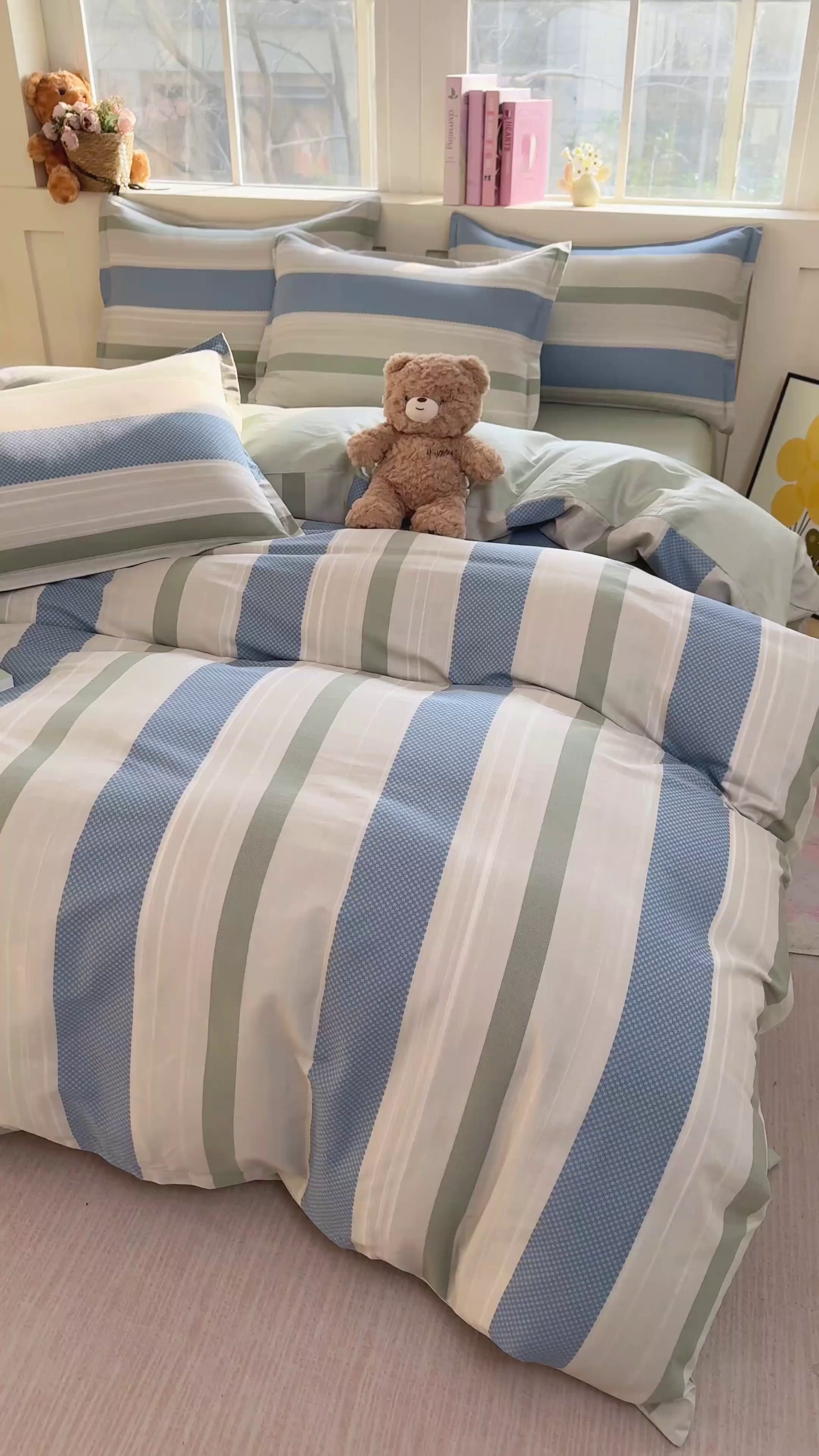 91家纺网 家纺一手货源 找家纺 简冠家纺 2026新款12868印花全棉单被套 生活日记-蓝