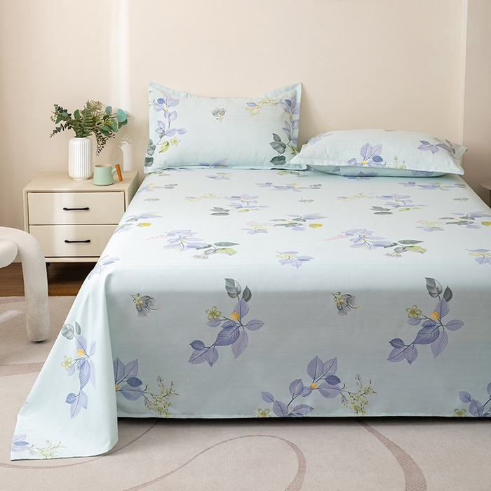 91家纺网 家纺一手货源 找家纺 居美良品 2026新款升级面料人字纹老粗布床单单件枕套可做凉席二三件套 空谷幽兰