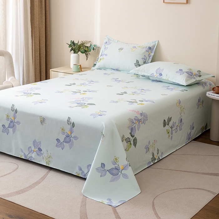 91家纺网 家纺一手货源 找家纺 居美良品 2026新款升级面料人字纹老粗布床单单件枕套可做凉席二三件套 空谷幽兰