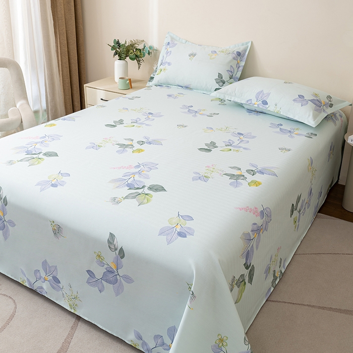 91家纺网 家纺一手货源 找家纺 居美良品 2026新款升级面料人字纹老粗布床单单件枕套可做凉席二三件套 空谷幽兰