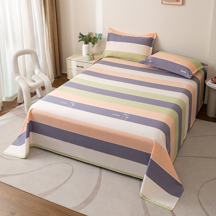 91家纺网 家纺一手货源 找家纺 居美良品 2026新款升级面料人字纹老粗布床单单件枕套可做凉席二三件套 椰语织梦