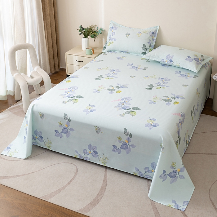 91家纺网 家纺一手货源 找家纺 居美良品 2026新款升级面料人字纹老粗布床单单件枕套可做凉席二三件套 空谷幽兰