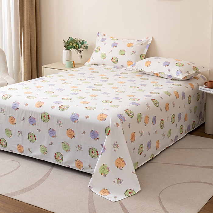 91家纺网 家纺一手货源 找家纺 居美良品 2026新款升级面料人字纹老粗布床单单件枕套可做凉席二三件套 快乐小兔