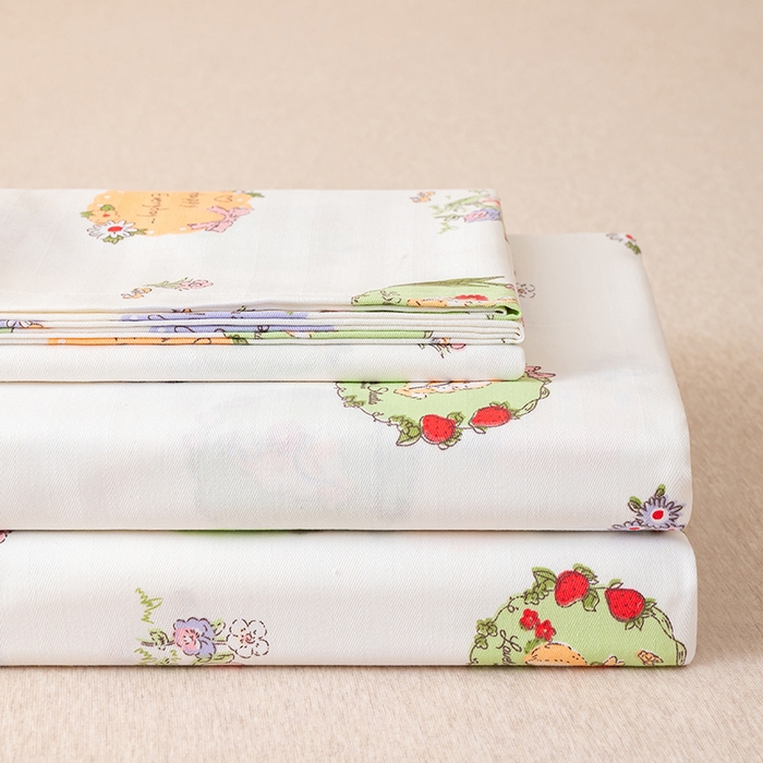 91家纺网 家纺一手货源 找家纺 居美良品 2026新款升级面料人字纹老粗布床单单件枕套可做凉席二三件套 快乐小兔