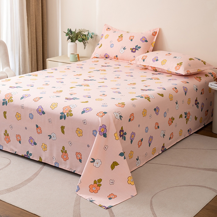 91家纺网 家纺一手货源 找家纺 居美良品 2026新款升级面料人字纹老粗布床单单件枕套可做凉席二三件套 暖阳花开