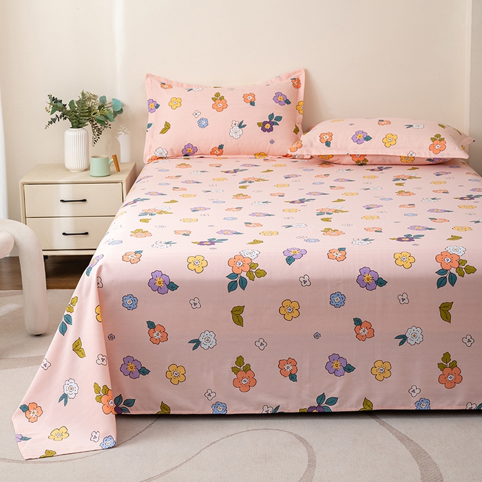 91家纺网 家纺一手货源 找家纺 居美良品 2026新款升级面料人字纹老粗布床单单件枕套可做凉席二三件套 暖阳花开