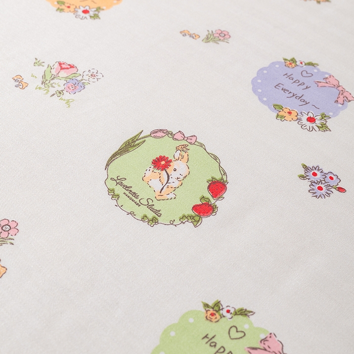 91家纺网 家纺一手货源 找家纺 居美良品 2026新款升级面料人字纹老粗布床单单件枕套可做凉席二三件套 快乐小兔