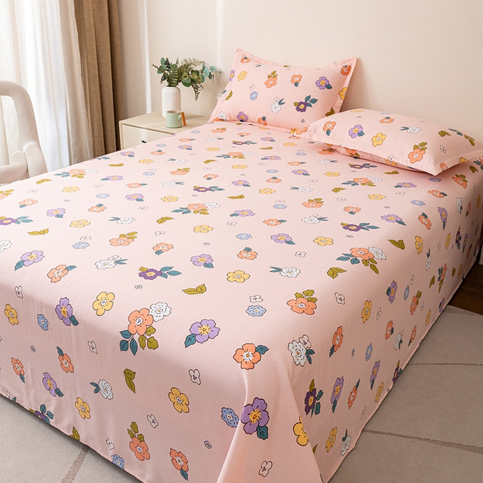 91家纺网 家纺一手货源 找家纺 居美良品 2026新款升级面料人字纹老粗布床单单件枕套可做凉席二三件套 暖阳花开