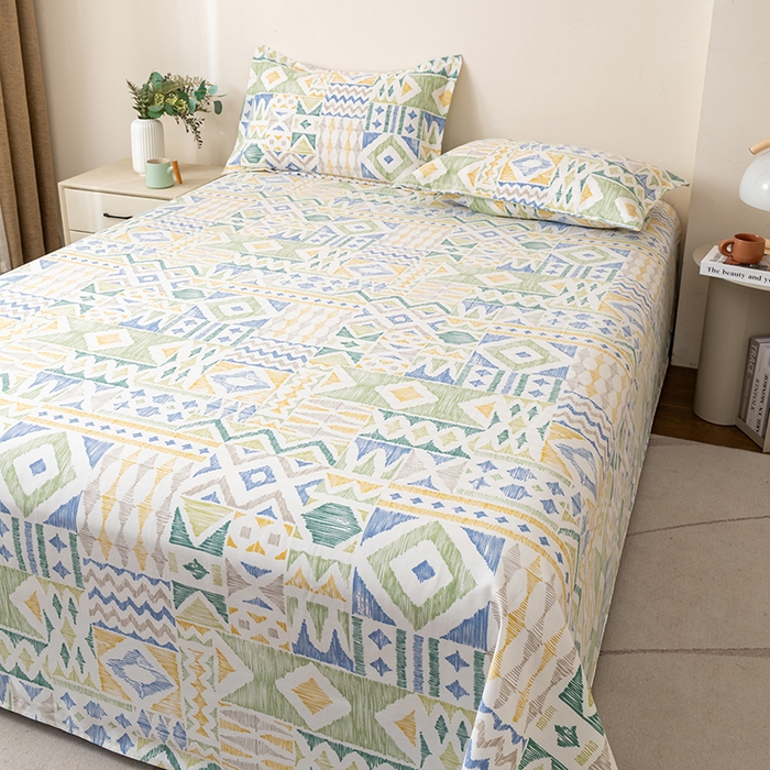 91家纺网 家纺一手货源 找家纺 居美良品 2026新款升级面料人字纹老粗布床单单件枕套可做凉席二三件套 极简空间