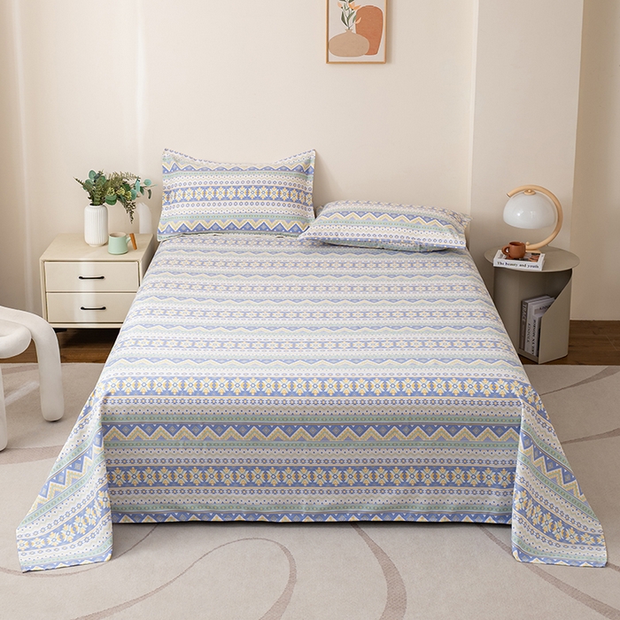 91家纺网 家纺一手货源 找家纺 居美良品 2026新款升级面料人字纹老粗布床单单件枕套可做凉席二三件套 璀璨星河