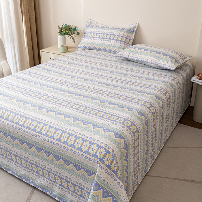 91家纺网 家纺一手货源 找家纺 居美良品 2026新款升级面料人字纹老粗布床单单件枕套可做凉席二三件套 璀璨星河