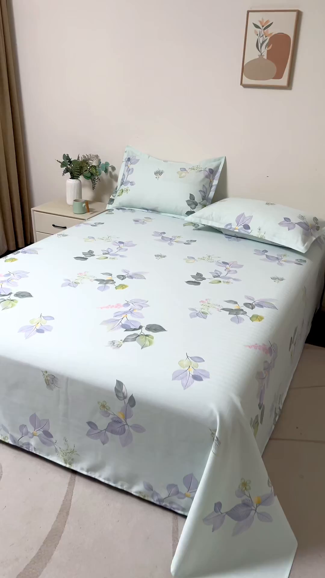 91家纺网 家纺一手货源 找家纺 居美良品 2026新款升级面料人字纹老粗布床单单件枕套可做凉席二三件套 空谷幽兰