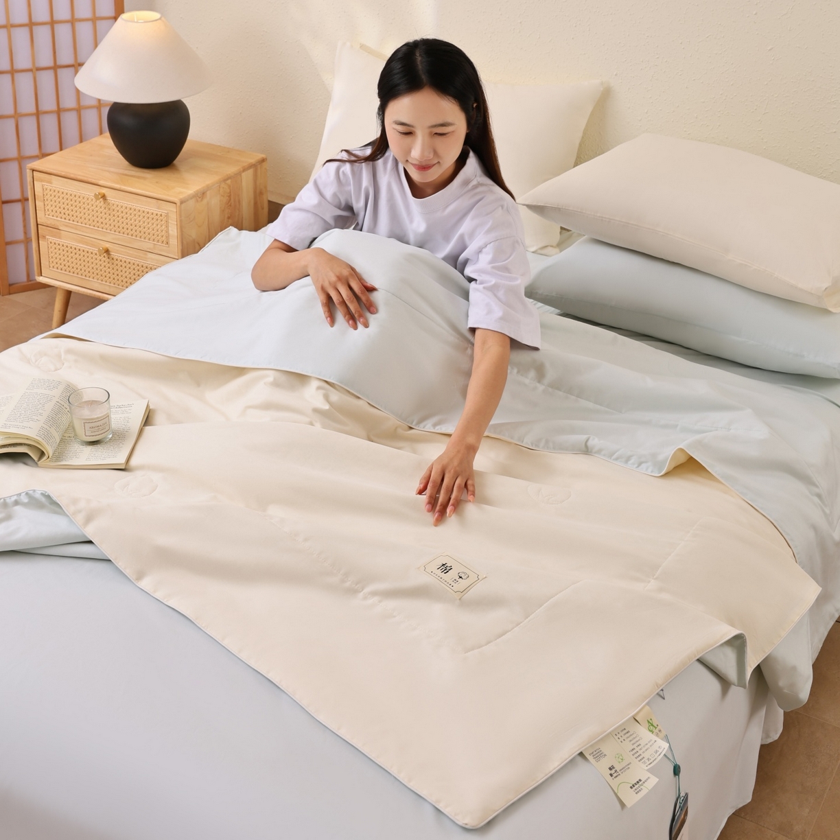 91家纺网 家纺一手货源 找家纺 （总）盛凡家纺 2026新款A类133*72里外全棉100%棉花夏被四件套夏凉被空调被纯色被子被芯（包检测）