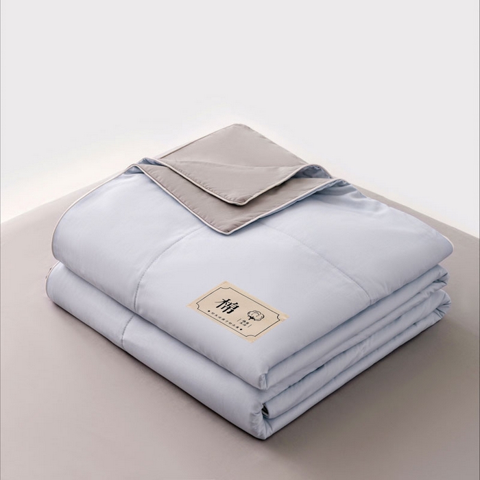盛凡家纺 2026新款A类133*72里外全棉100%棉花夏被四件套夏凉被空调被纯色被子被芯（包检测） 花青兰+幻影灰