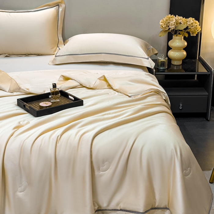 91家纺网 家纺一手货源 找家纺 盛凡家纺 2026新款A类天丝棉夏被被子被芯 玫瑰金