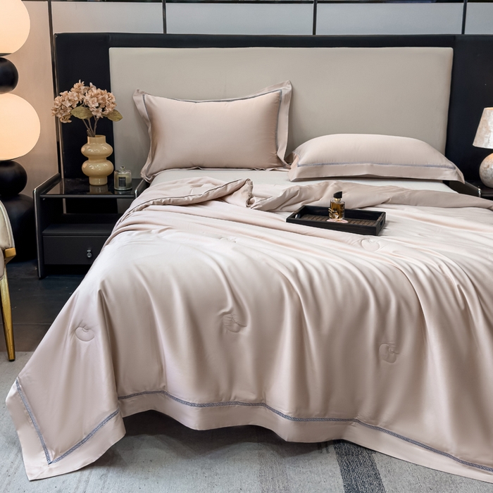 91家纺网 家纺一手货源 找家纺 盛凡家纺 2026新款A类天丝棉夏被被子被芯 浅沙金