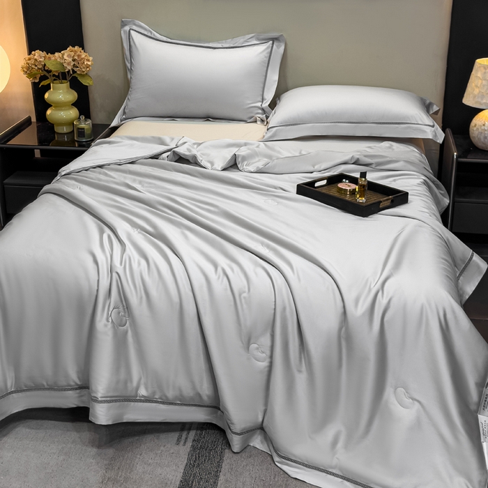 91家纺网 家纺一手货源 找家纺 盛凡家纺 2026新款A类天丝棉夏被被子被芯 夏云灰