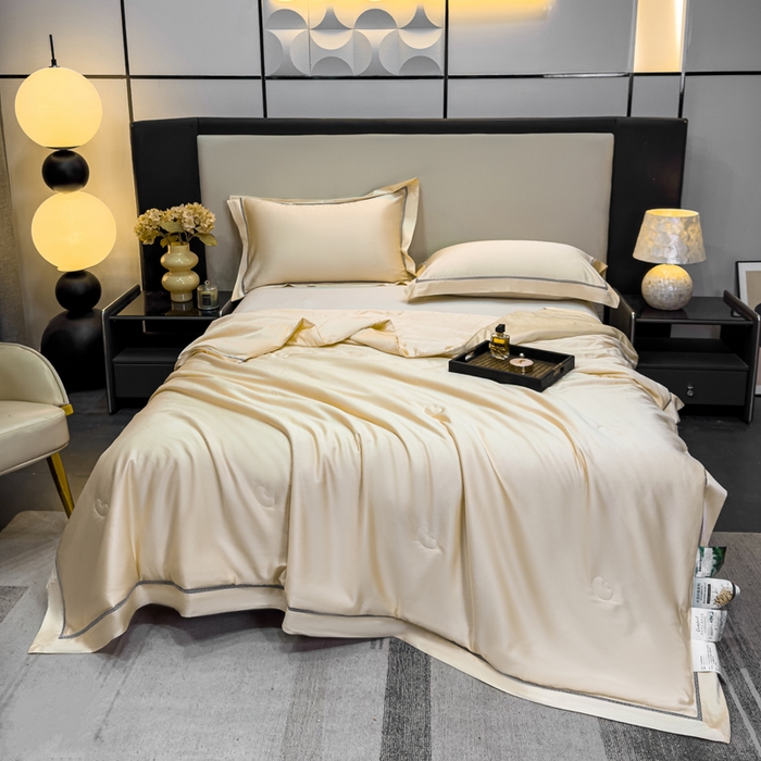 91家纺网 家纺一手货源 找家纺 盛凡家纺 2026新款A类天丝棉夏被被子被芯 玫瑰金