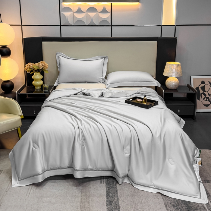 91家纺网 家纺一手货源 找家纺 盛凡家纺 2026新款A类天丝棉夏被被子被芯 夏云灰