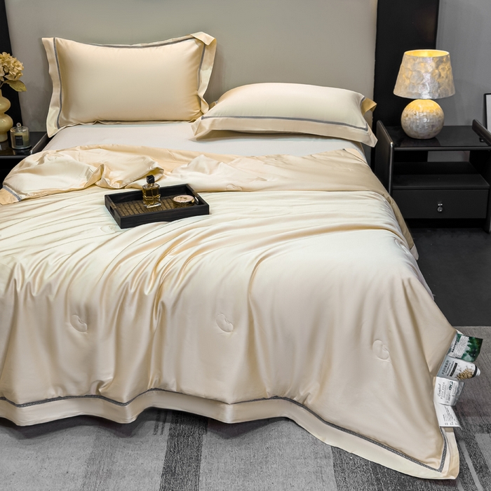 91家纺网 家纺一手货源 找家纺 盛凡家纺 2026新款A类天丝棉夏被被子被芯 玫瑰金