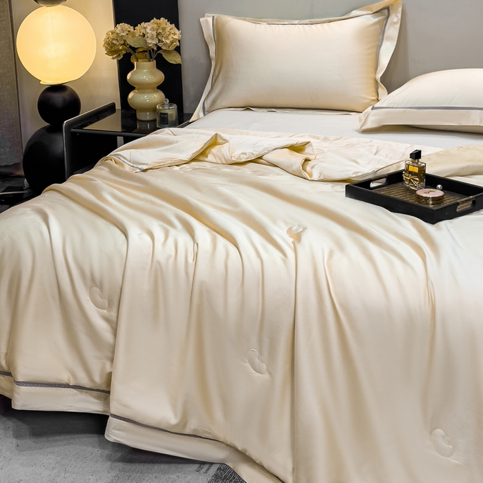 91家纺网 家纺一手货源 找家纺 盛凡家纺 2026新款A类天丝棉夏被被子被芯 玫瑰金