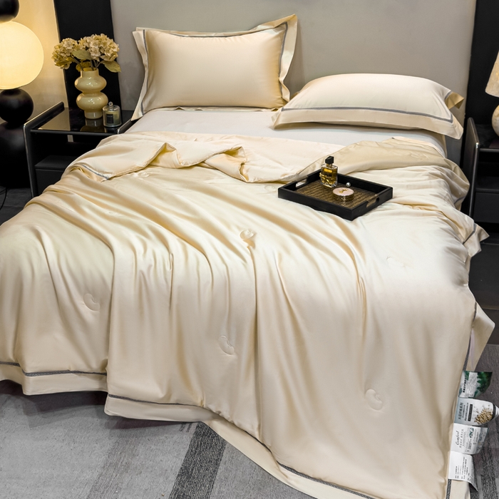 91家纺网 家纺一手货源 找家纺 盛凡家纺 2026新款A类天丝棉夏被被子被芯 玫瑰金