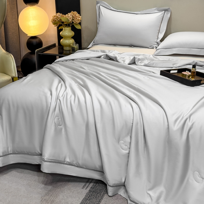 91家纺网 家纺一手货源 找家纺 盛凡家纺 2026新款A类天丝棉夏被被子被芯 夏云灰