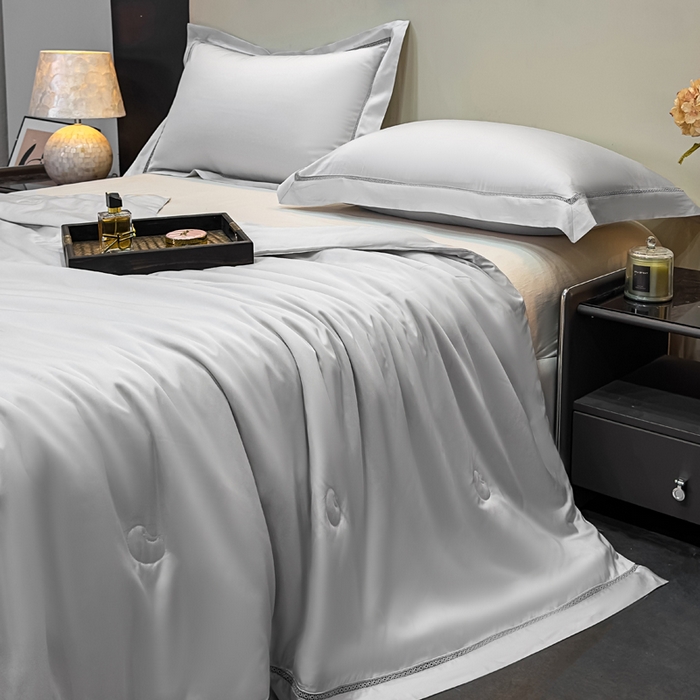 91家纺网 家纺一手货源 找家纺 盛凡家纺 2026新款A类天丝棉夏被被子被芯 夏云灰