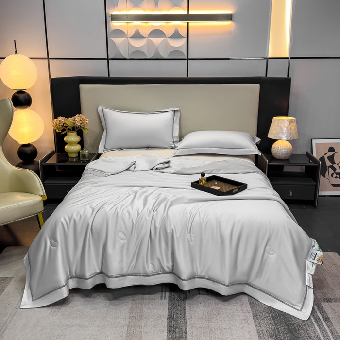 91家纺网 家纺一手货源 找家纺 盛凡家纺 2026新款A类天丝棉夏被被子被芯 夏云灰