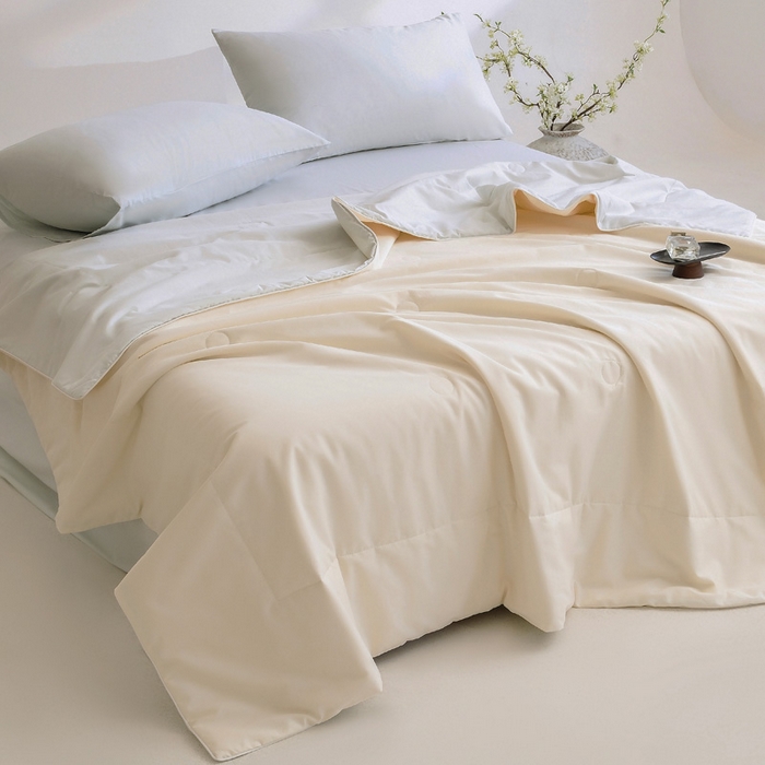 91家纺网 家纺一手货源 找家纺 盛凡家纺 2026新款133*72全棉A类55大豆抗菌夏被空调被夏凉被被子被芯（包检测） 茶白+水绿