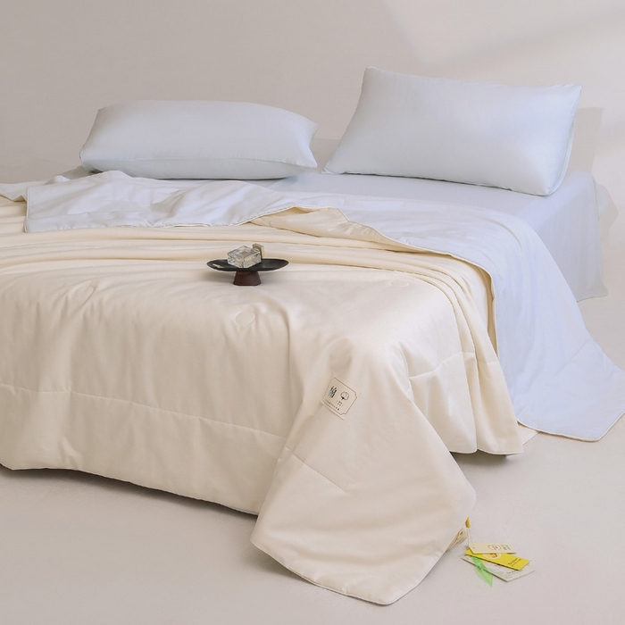 91家纺网 家纺一手货源 找家纺 盛凡家纺 2026新款133*72全棉A类55大豆抗菌夏被空调被夏凉被被子被芯（包检测） 茶白+水绿