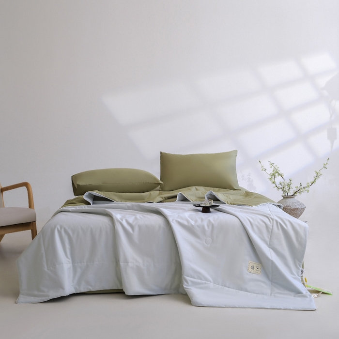 91家纺网 家纺一手货源 找家纺 盛凡家纺 2026新款133*72全棉A类55大豆抗菌夏被空调被夏凉被被子被芯（包检测） 水绿+松石绿