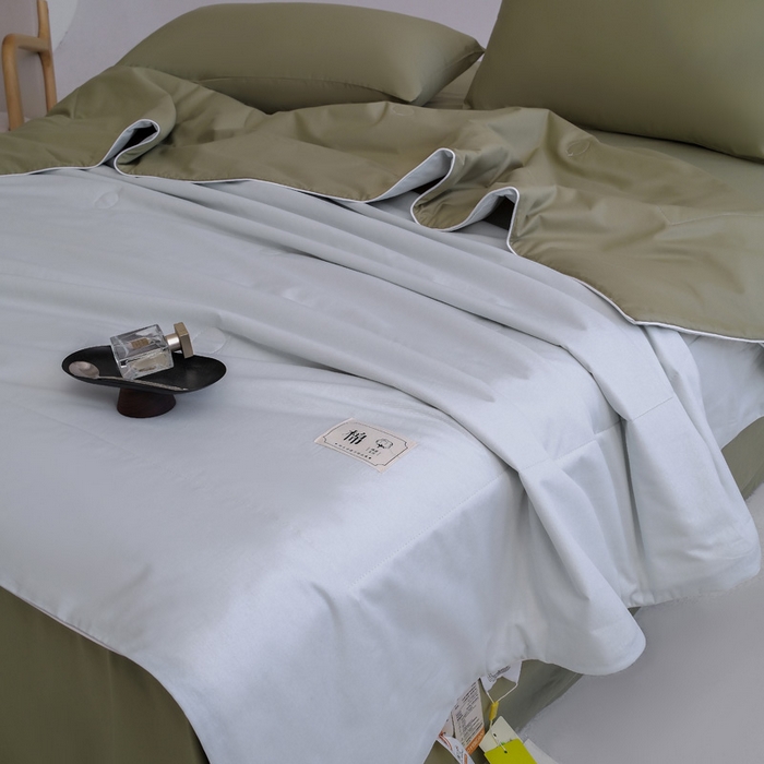 91家纺网 家纺一手货源 找家纺 盛凡家纺 2026新款133*72全棉A类55大豆抗菌夏被空调被夏凉被被子被芯（包检测） 水绿+松石绿